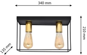 Mennyezeti lámpa FINN 2xE27/15W/230V fekete/arany