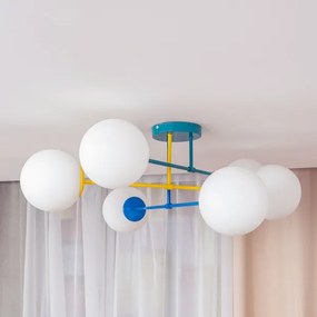 Felületre szerelhető csillár MOON 6xE27/15W/230V türkiz/sárga/kék