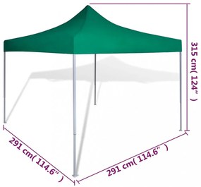 zöld összecsukható pavilon 3 x 3 m