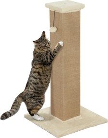 PawHut Macska Kaparóoszlop 81 cm Magas Macska Kaparó Juta Rúddal és Függőlabdával 41x41x81 cm Beigében | Aosom