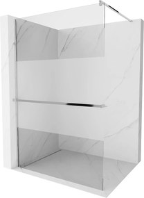 Mexen Kioto +, zuhany paraván polccal és törülközőtartóval 80 x 200 cm, átlátszó / 8mm jegesedés üveg, króm profil, 800-080-121-01-35