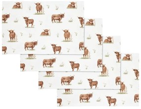 Pamut tányéralátét szett 4 db-os 30x46 cm Angus Highland Cow – Catherine Lansfield