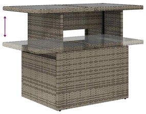 10 részes szürke polyrattan akácfa kerti ülőgarnitúra párnákkal