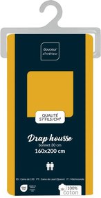 Sárga gumis pamut lepedő 160x200 cm Lina – douceur d'intérieur