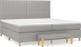 vidaXL világosszürke szövet rugós ágy matraccal 200 x 200 cm