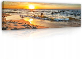 Vászonkép 145x45 Naplemente tenger tengerpart óceán természet nyugalom pihenés hullámok