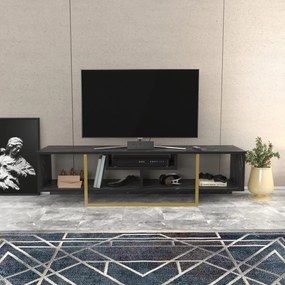 TV szekrény Asal 150 - Black, Gold