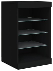 fekete tálalószekrény LED-világítással 123 x 37 x 67 cm