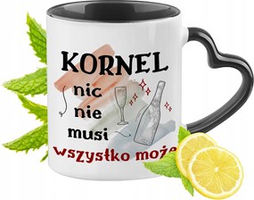 Kornélnak Fekete Bögre Szív Alakú Füllel Ajándék Nyomtatott