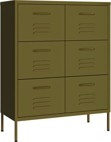 vidaXL olívazöld acél fiókos szekrény 80 x 35 x 101,5 cm