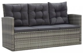 5 részes szürke kültéri polyrattan étkezőgarnitúra párnákkal
