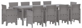 vidaXL Kert étkező szett 11 pcs Világosszürke Polipropilén