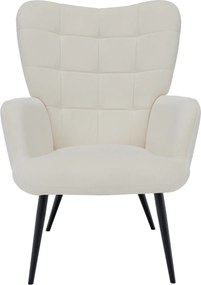 Fotel lábtartóval, fehér Velvet szövet/fekete, HABEN