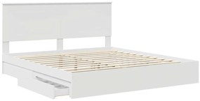 vidaXL Tárolós Ágy fejtámlával fiókkal Fehér 200 x 200 cm Faanyag