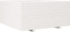 vidaXL fehér tömör fenyőfa kerti virágláda 100 x 100 x 49,5 cm