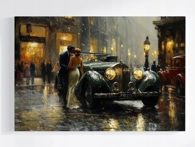 Poszter Város Este Autó Pár Csók Retro 60x40