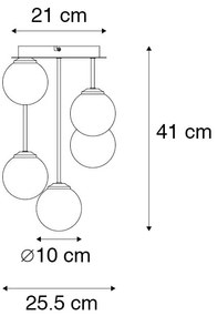Modern mennyezeti lámpa arany 5-ös füstüveggel - Athén