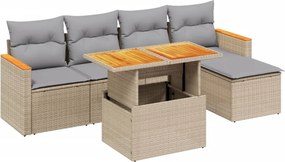 vidaXL 6 részes bézs polyrattan kerti ülőgarnitúra párnával