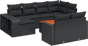 vidaXL 11 részes fekete polyrattan kerti ülőgarnitúra párnákkal