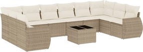 vidaXL 11 részes bézs polyrattan kerti ülőgarnitúra párnákkal