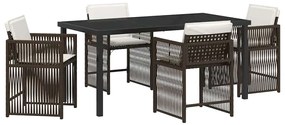 vidaXL Kert étkező szett 5 pcs Barna polirattan