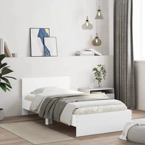 fehér ágykeret fejtámlával és LED-világítással 100 x 200 cm