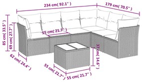 7 részes szürke polyrattan kerti ülőgarnitúra párnákkal