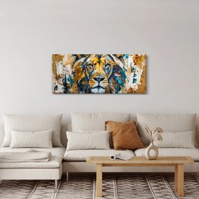 Kép - Absztrakt olajfestmény oroszlánnal (120x50 cm)