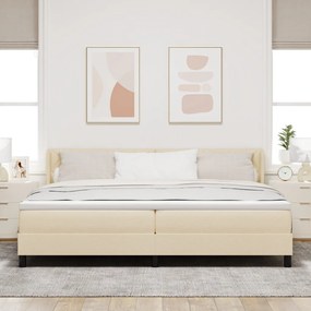 Boxspring Ágy Matrac Kígyóban Krém 200x200 cm Szövet