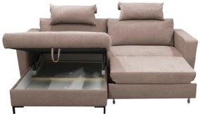 Kinyitható L-alakú sarokkanapé tárolóval HORTA, balos, rózsaszín