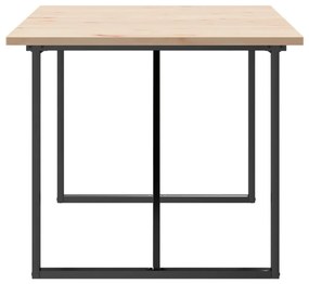 Tömör fenyőfa és acél étkezőasztal O-vázzal 180x90x75,5 cm