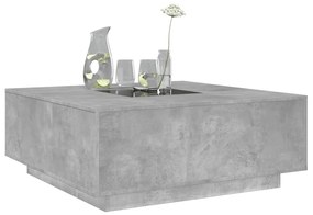 Betonszürke végtelen hatású LED-es dohányzóasztal 100x100x40 cm
