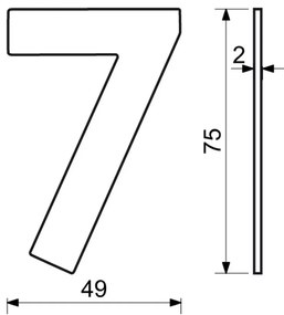 "7" házszám, RN.75L, rozsdamentes acél