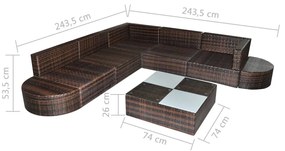 8 részes barna polyrattan kerti ülőgarnitúra párnákkal