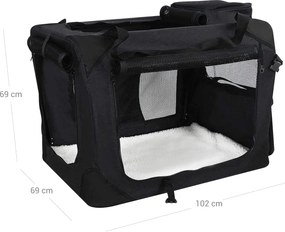 FEANDREA összecsukható kutyabox és kisállat szállítóbox, XXXL, 102 x 69 x 69 cm, fekete