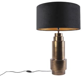 Art Deco asztali lámpa bronz bársony árnyékolóval fekete arannyal 50 cm - Bruut