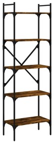 5 szintes füstös tölgy színű fa könyvespolc 56 x 31,5 x 174 cm