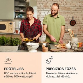 Klarstein Julieta, mikrohullámú sütő grillel, 20 l, 700 / 800 W, Ø 25,5 cm, 8 program