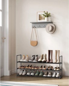 TORINO cipőtartó állvány, 3 polcos, 30x116x55cm, fekete SongmicsHome