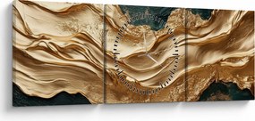 Kép - Zöld absztrakció arannyal II. (órával) (90x30 cm)