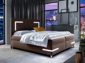 Franciaágy 180 cm Frinesa LED (barna) (ágyráccsal és matraccal) (tárolóhellyel) (LED világítással). 1104329