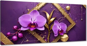 Vászonkép 120x60 Lila orchideák és arany