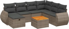 vidaXL 8 részes szürke polyrattan kerti ülőgarnitúra párnákkal