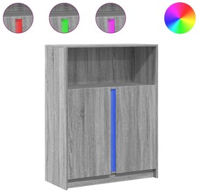 Szürke sonoma szerelt fa tálalószekrény LED-del 77x34x100 cm