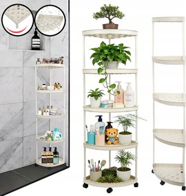 5 Szintes Zuhanypolc, Álló, Fürdőszobai Rendszerező, Kerekes Könyvespolc