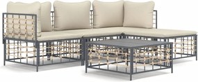 vidaXL 4 részes antracitszürke polyrattan kerti ülőgarnitúra párnákkal
