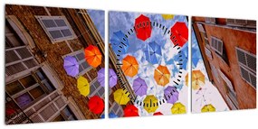 Színes esernyők képe (órával) (90x30 cm)