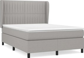 vidaXL világosszürke szövet rugós ágy matraccal 140 x 190 cm