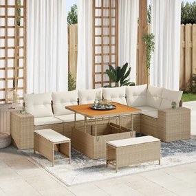 Kerti Kanapé Szett 9 pcs Beige és krém 100 x 100 x 71 cm