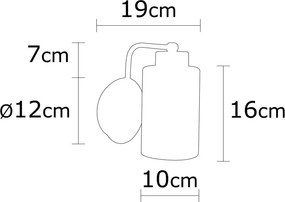 Balcova N-340 ezüst fém és üveg falilámpa